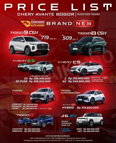 Pricelist Harga Chery kedaung 2025